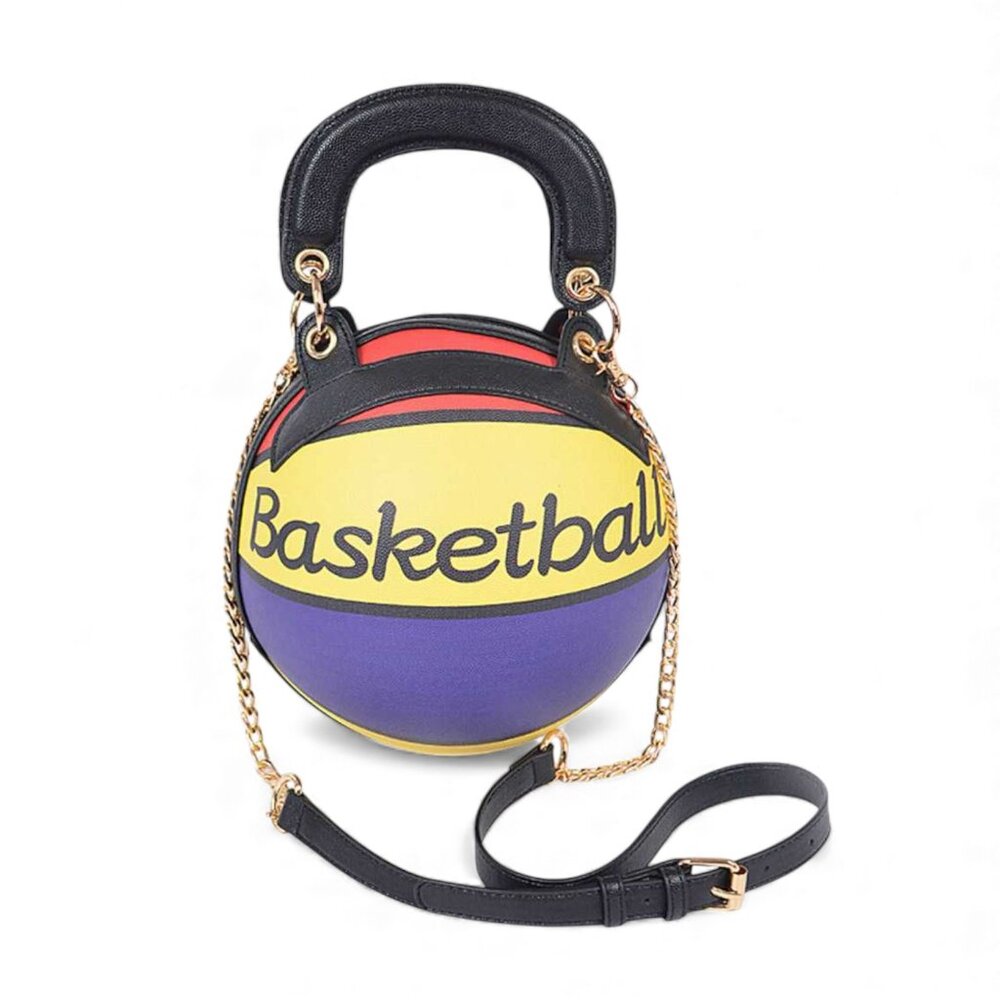 BNWT Basketball Top Handle Convertible Swing Bag Basketball Novelty Clutch Bag